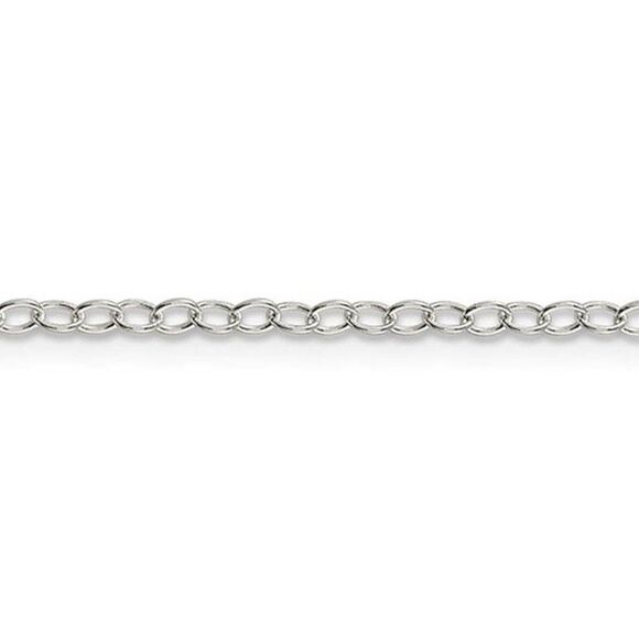 2.25mm, Sterling Silver, Solid Oval Cable Chain Necklace, 26 Inch - Picture 4 of 8